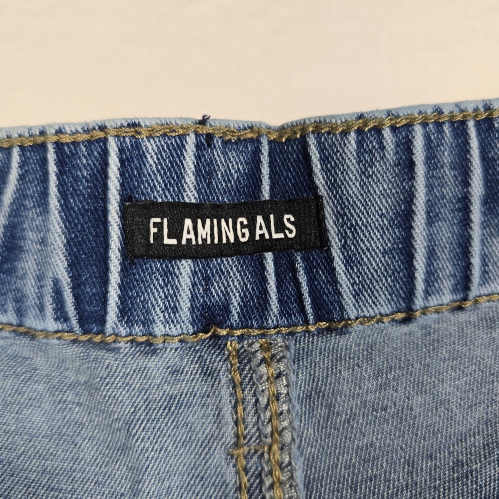 Flamingals Womens High Waist Wide Leg Paperbag Jeans Skater 90s Punk Festival - Picture 5 of 11